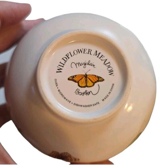 Marjolein Bastin Creamer & Sugar Bowl Ceramic Bird on Lid Wildflower Meadow - Picture 7 of 7